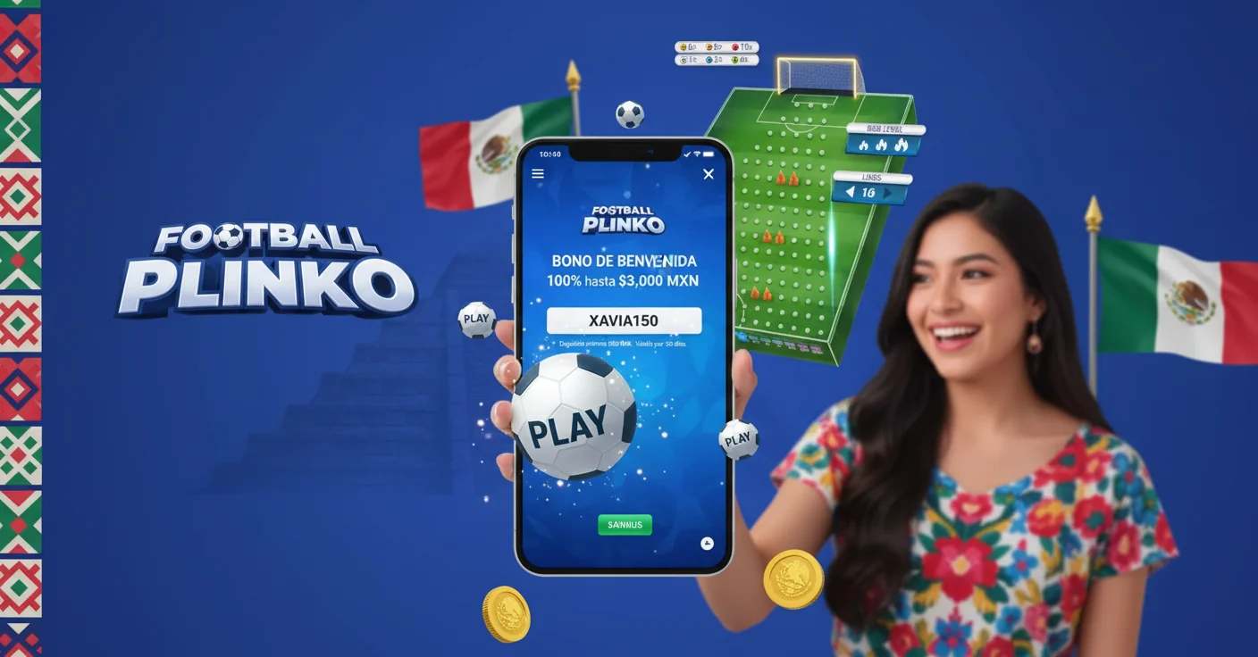 Pantalla de caja del casino mostrando el campo de código promocional y el depósito mínimo para activar el bono de bienvenida en Plinko